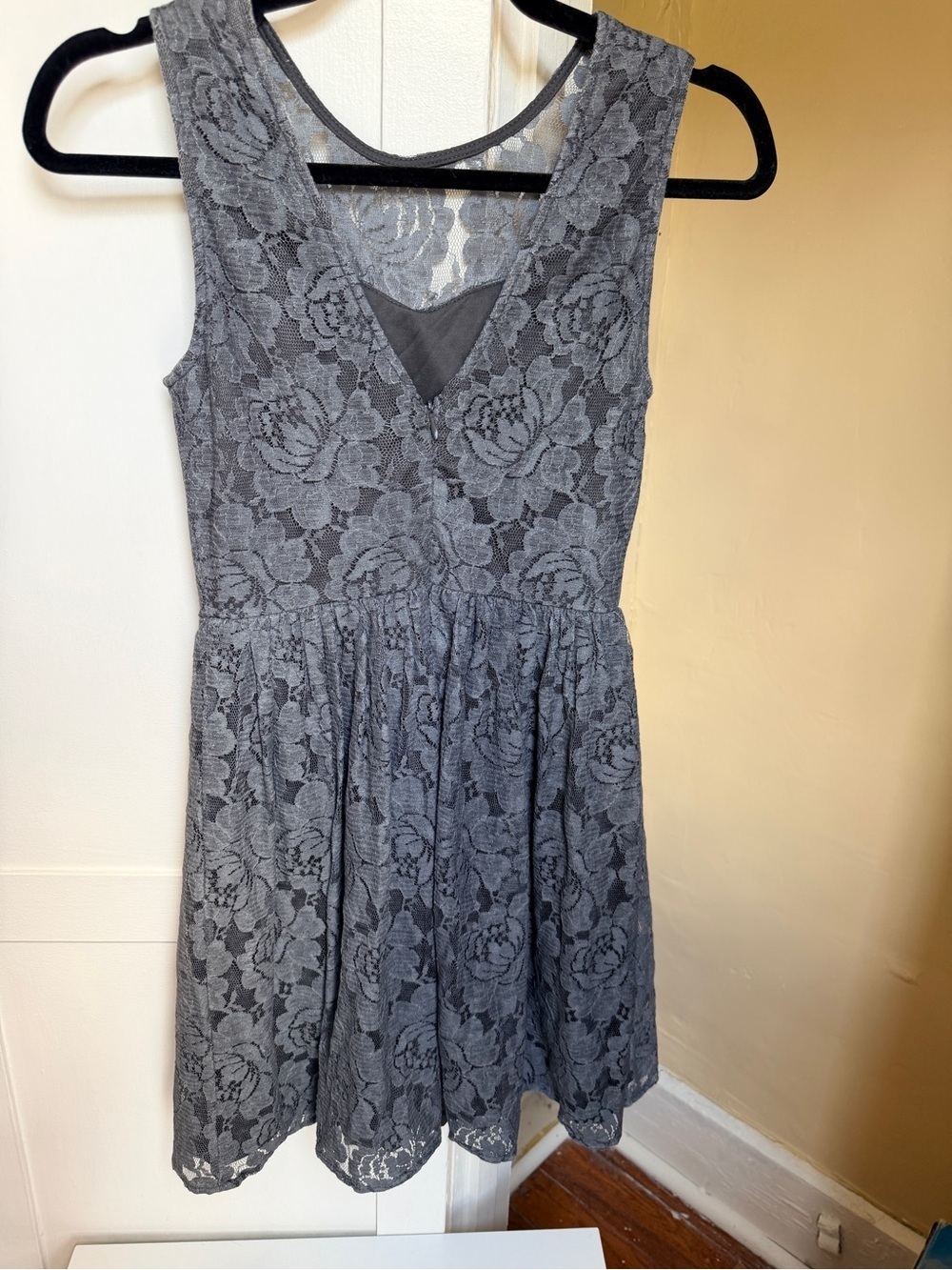 Altar’d State Gray Floral Lace Fit & Flare Dress Small - Picture 3 of 8